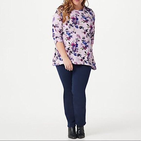 Denim & Co. Printed Heavenly Jersey 3/4 Sleeve Tunic - Picture 3 of 4